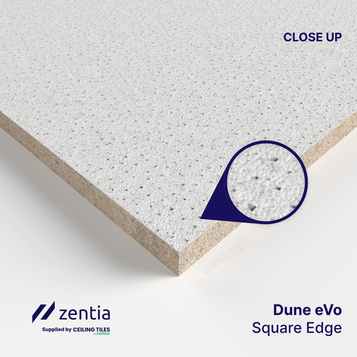 Zentia Dune Evo Ceiling Tiles – Square Edge (600mmx600mm)