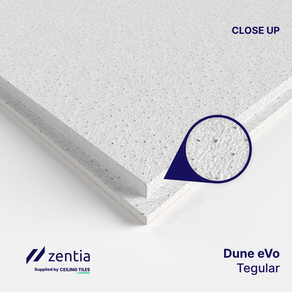 Tegular Zentia Dune Evo Ceiling Tiles – Reveal Edge (600x600mm)