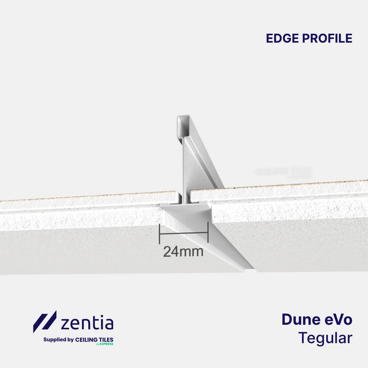 Tegular Zentia Dune Evo Ceiling Tiles – Reveal Edge (600x600mm)