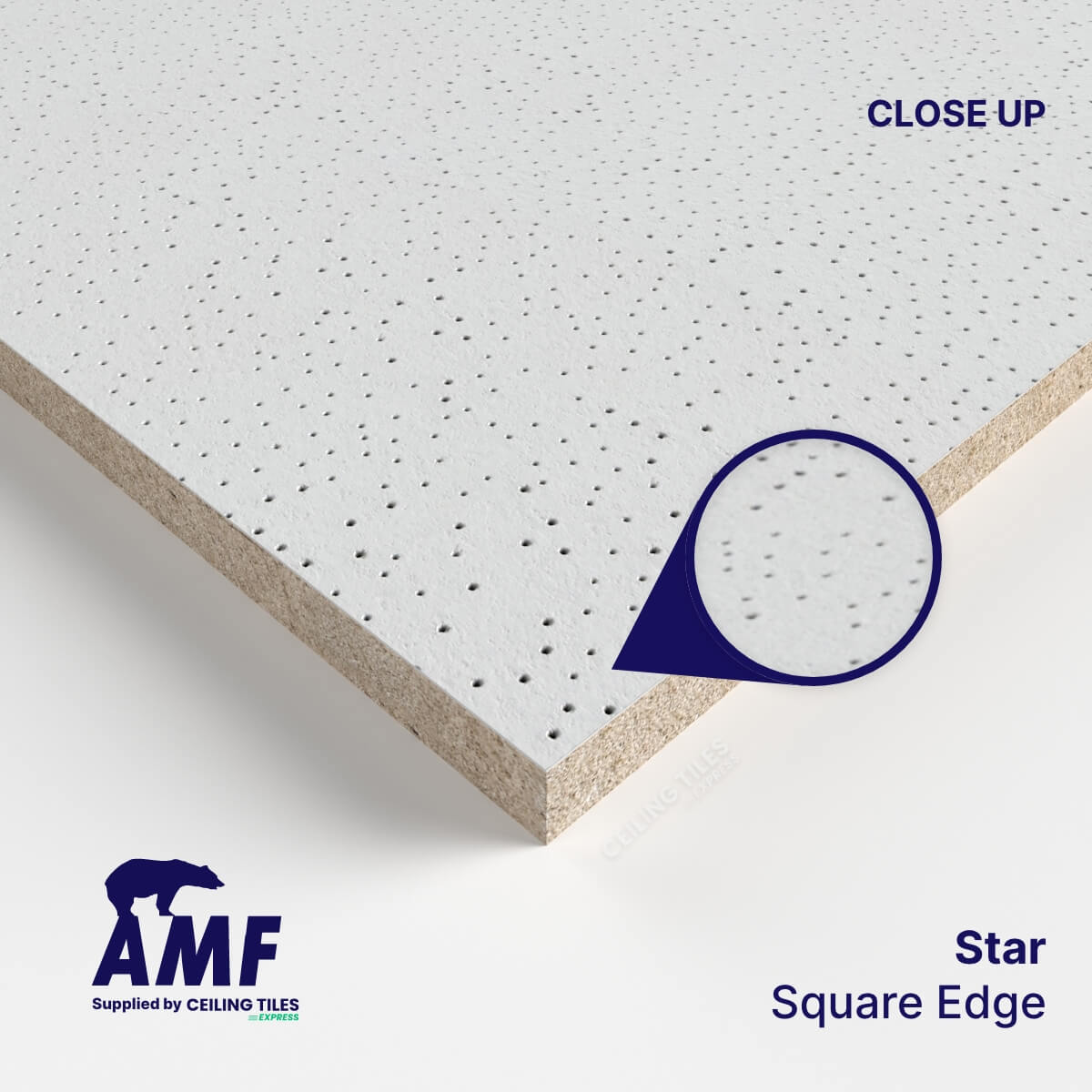 Fissured Ceiling Tiles – 600x600mm with Square Edge – AMF Thermatex Star