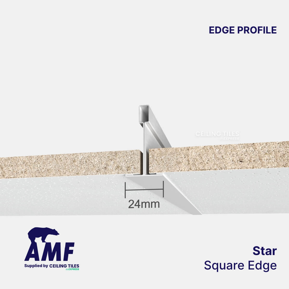 Fissured Ceiling Tiles – 600x600mm with Square Edge – AMF Thermatex Star