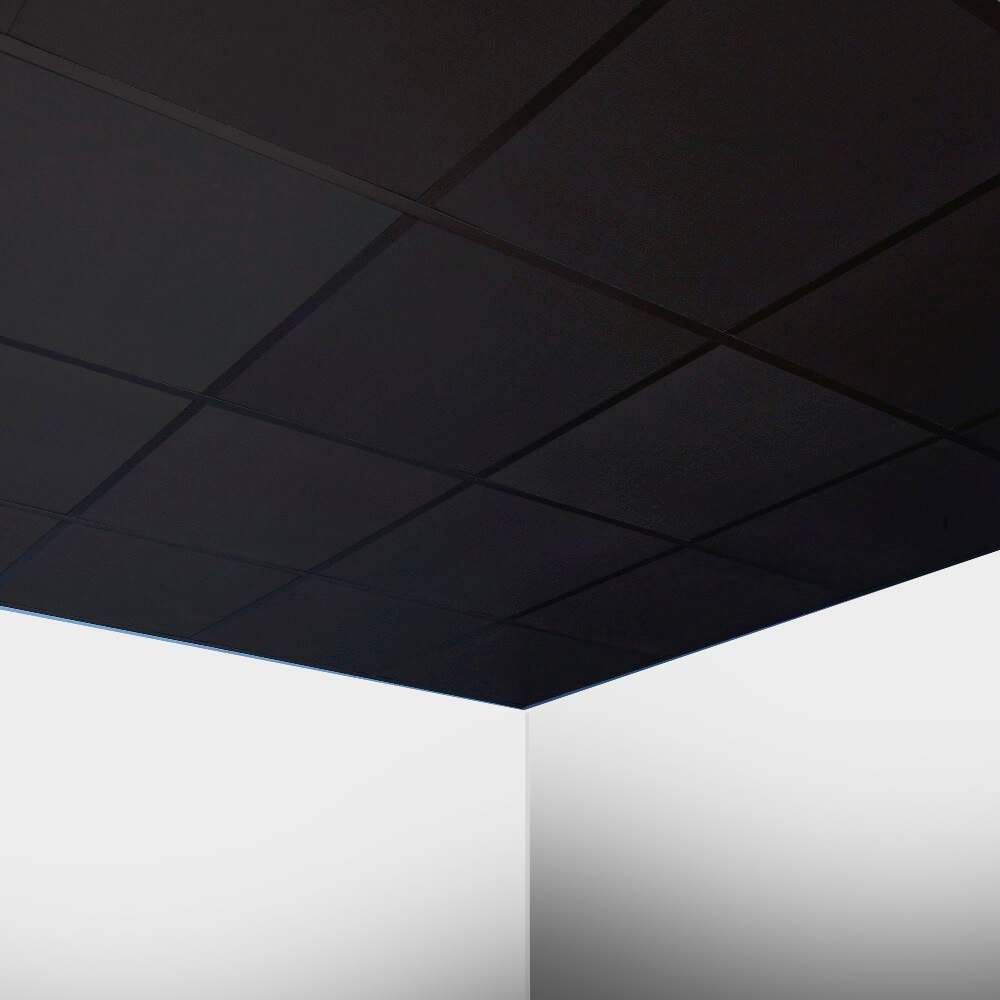 Black British Gypsum Ceiling Tiles – Square Edge, Satin Spar (600x600mm)