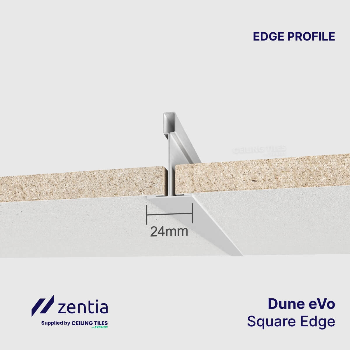 Rectangular Ceiling Tiles – 1200x600mm with Square Edge – Zentia Dune eVo